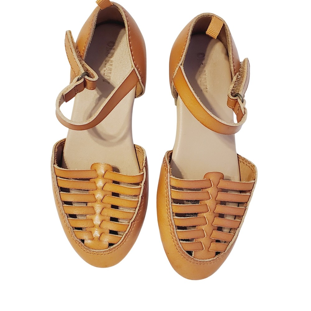 Old Navy Girls Tan Brown Huarache Woven Cage Toe Ankle Strap Sandals Size 11